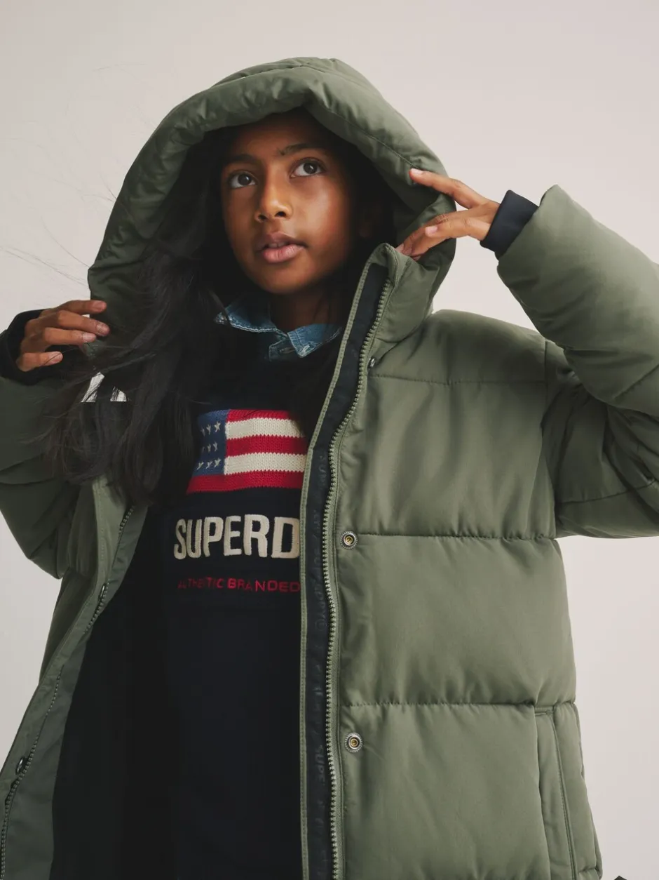 Jassen En Jacks*Superdry - - Lange gewatteerde jas Groen