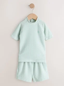 Badkleding|Badkleding*Next - Textured Rash Vest and Swim Shorts Set (3mths-7yrs) Groen
