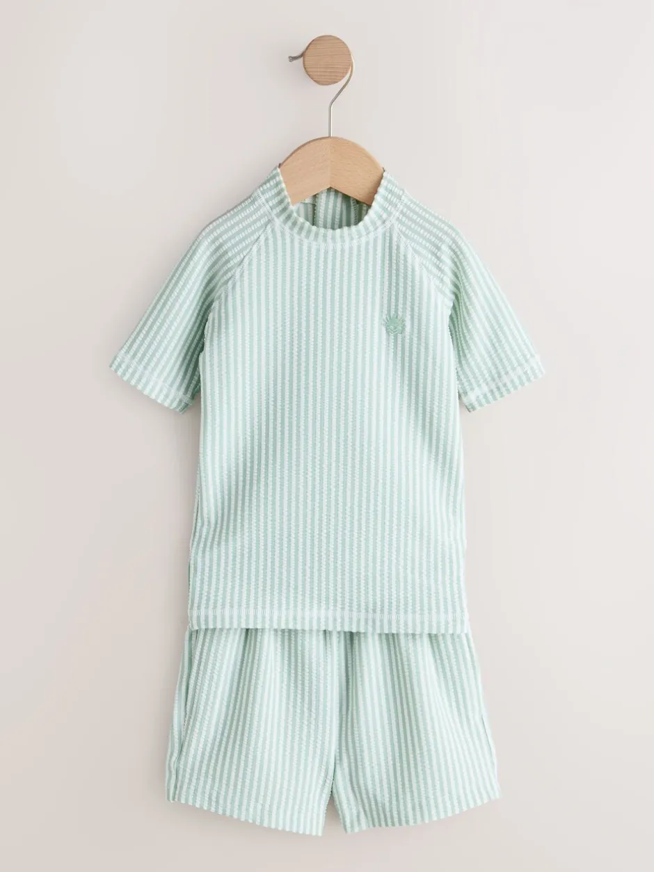 Badkleding|Badkleding*Next - Textured Rash Vest and Swim Shorts Set (3mths-7yrs) Groen