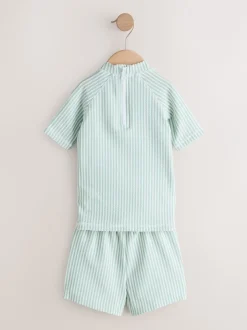 Badkleding|Badkleding*Next - Textured Rash Vest and Swim Shorts Set (3mths-7yrs) Groen