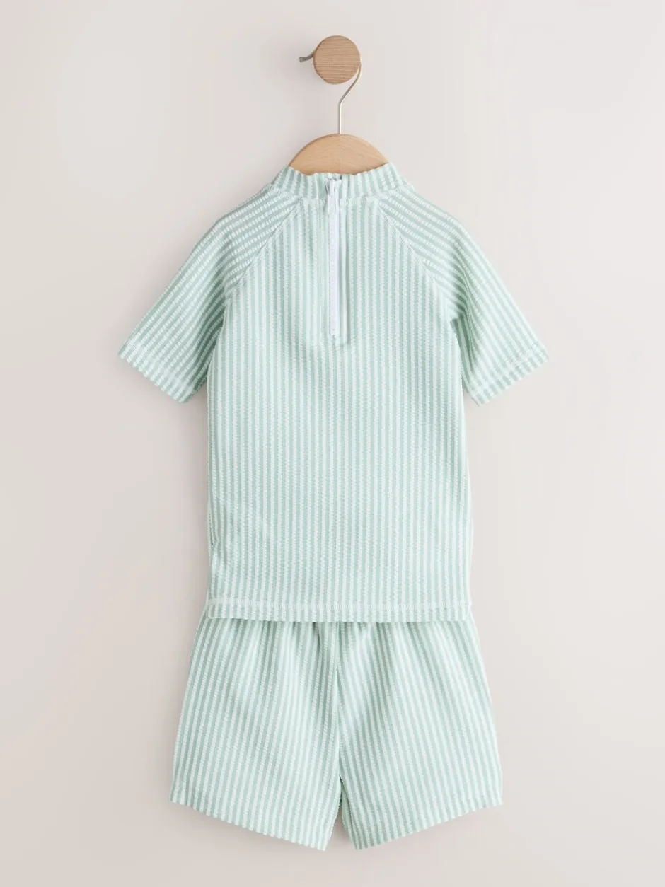 Badkleding|Badkleding*Next - Textured Rash Vest and Swim Shorts Set (3mths-7yrs) Groen