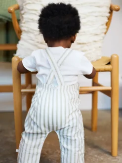 Jumpsuits En Playsuits*The Little Tailor - Baby Woven Dungarees and T-Shirt Set Groen