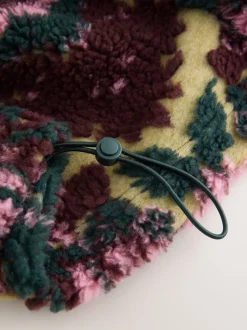 Hoody's En Sweatshirts|Next - Jacquard Teddy Borg Quarter Zip Fleece Sweatshirt Groen bloemmotief