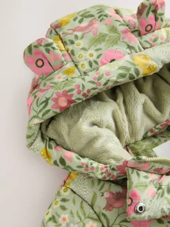 Jassen, Jacks En Kinderwagenpakjes|Jassen En Jacks|Next - Regenbestendige gewatteerde jas met ruches (3mnd -7jr) Groen bloemmotief