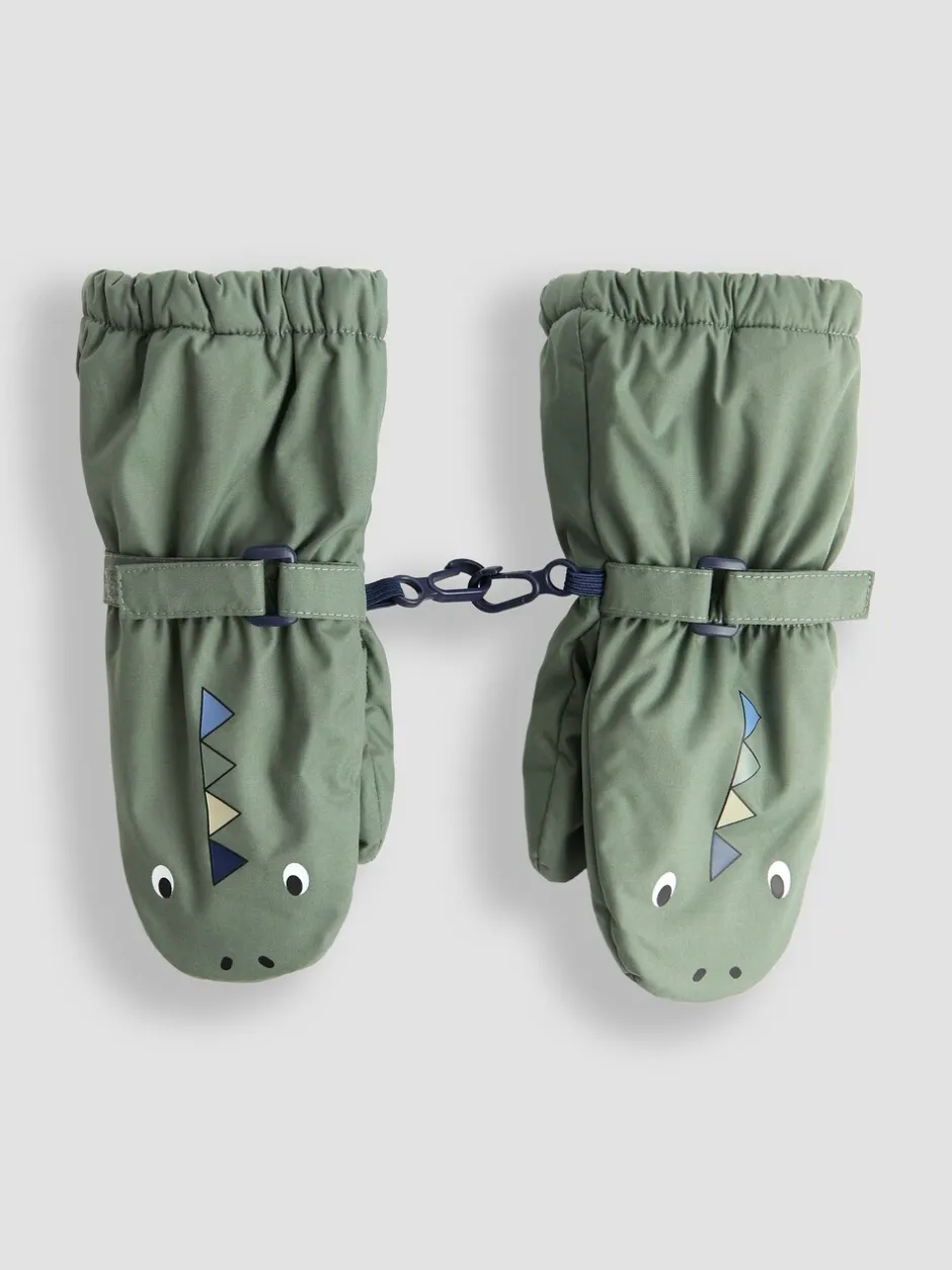 Mutsen, Handschoenen En Sjaals*Jojo Maman Bébé - - Waterdichte wanten met fleecevoering Groen dinosaurus