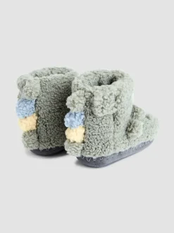 Pantoffels*Jojo Maman Bébé - Plush Slipper Boots Groen dinosaurus