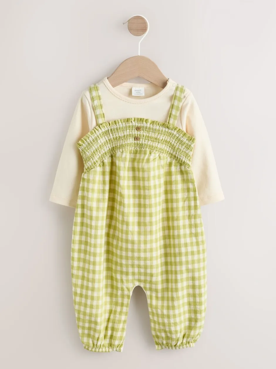 Tuinbroeken|Next - Baby tuinbroek en bodysuit 2 -delige set (0mnd -2jr) Groen geruit