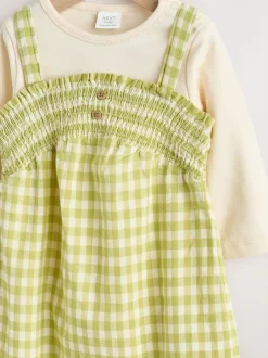 Tuinbroeken|Next - Baby tuinbroek en bodysuit 2 -delige set (0mnd -2jr) Groen geruit