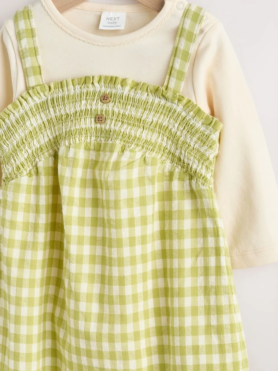 Tuinbroeken|Next - Baby tuinbroek en bodysuit 2 -delige set (0mnd -2jr) Groen geruit