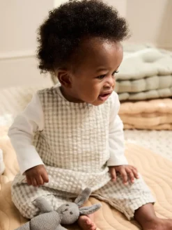 Tuinbroeken|Next Groen geruit - Geweven bretelbroeken en bodysuit babyset (0mnd -2jr)