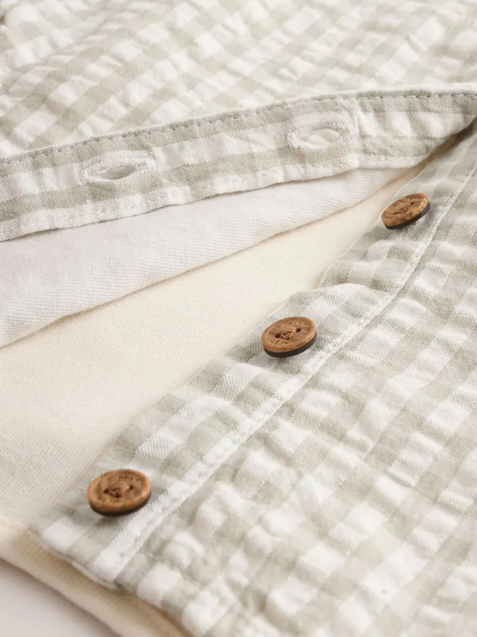 Tuinbroeken|Next Groen geruit - Geweven bretelbroeken en bodysuit babyset (0mnd -2jr)