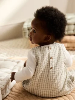 Tuinbroeken|Next Groen geruit - Geweven bretelbroeken en bodysuit babyset (0mnd -2jr)