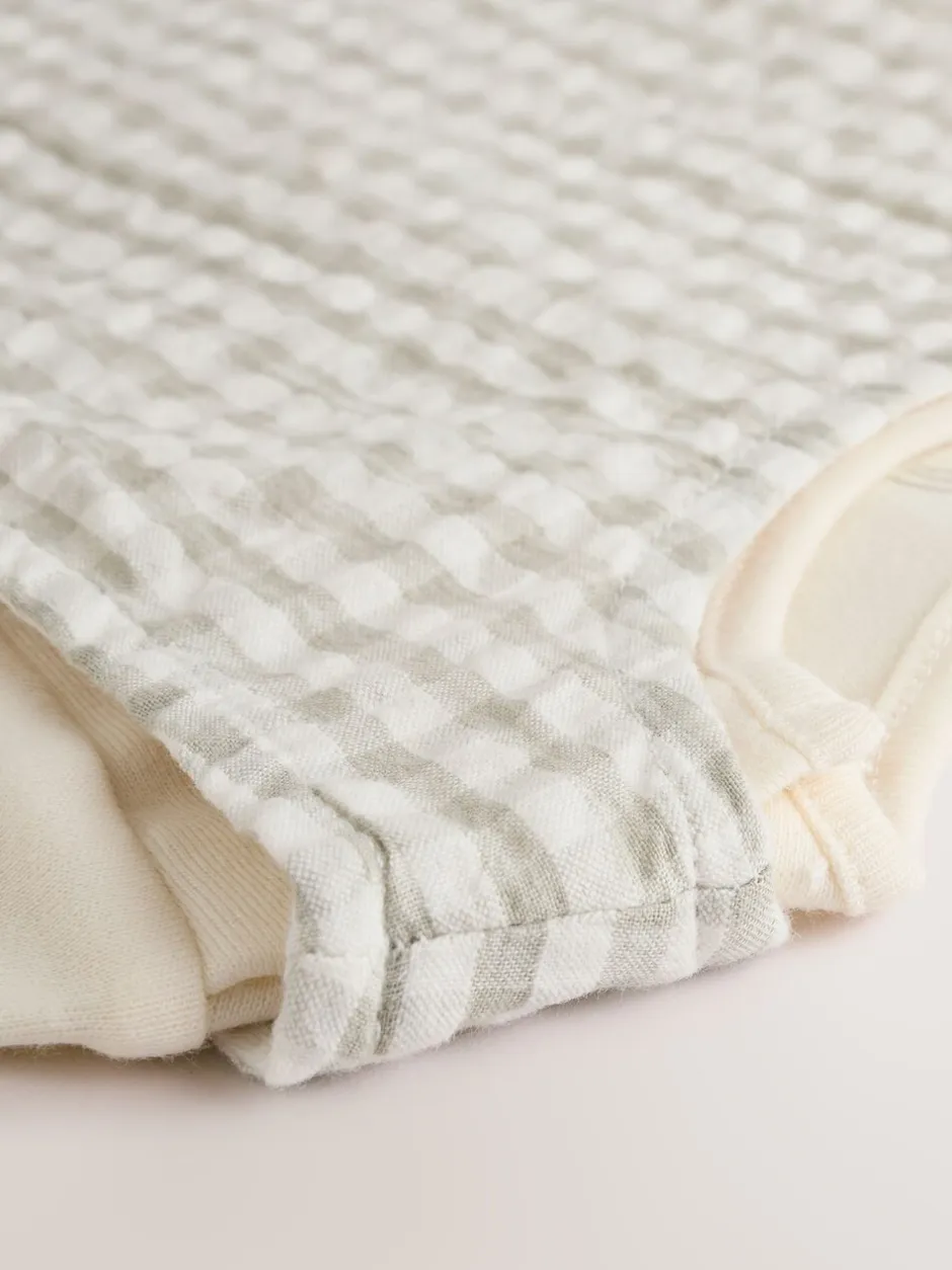 Tuinbroeken|Next Groen geruit - Geweven bretelbroeken en bodysuit babyset (0mnd -2jr)