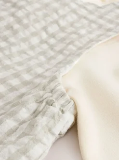 Tuinbroeken|Next Groen geruit - Geweven bretelbroeken en bodysuit babyset (0mnd -2jr)
