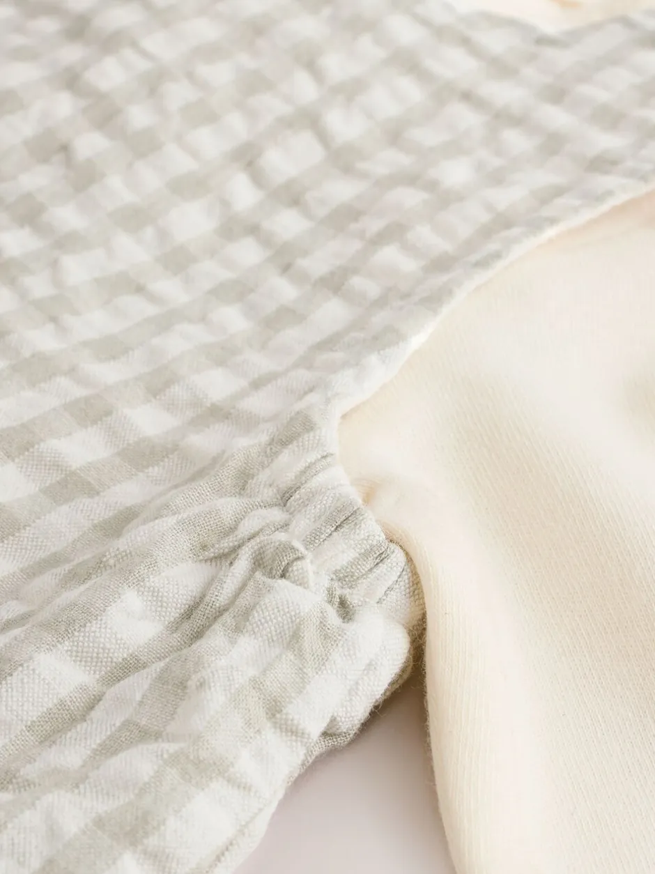 Tuinbroeken|Next Groen geruit - Geweven bretelbroeken en bodysuit babyset (0mnd -2jr)