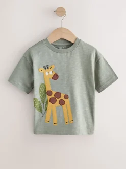 T-Shirts|Tops|Next Groen giraf - T-shirt met korte mouwen en applicatie (3 mnd - 7 jr)