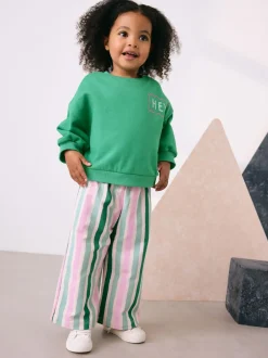 Sets En Combisets|Truien En Breisels|Next Groen Hey Hi - Set van sweatshirt en broek met wijde pijpen (3mnd -7jr)