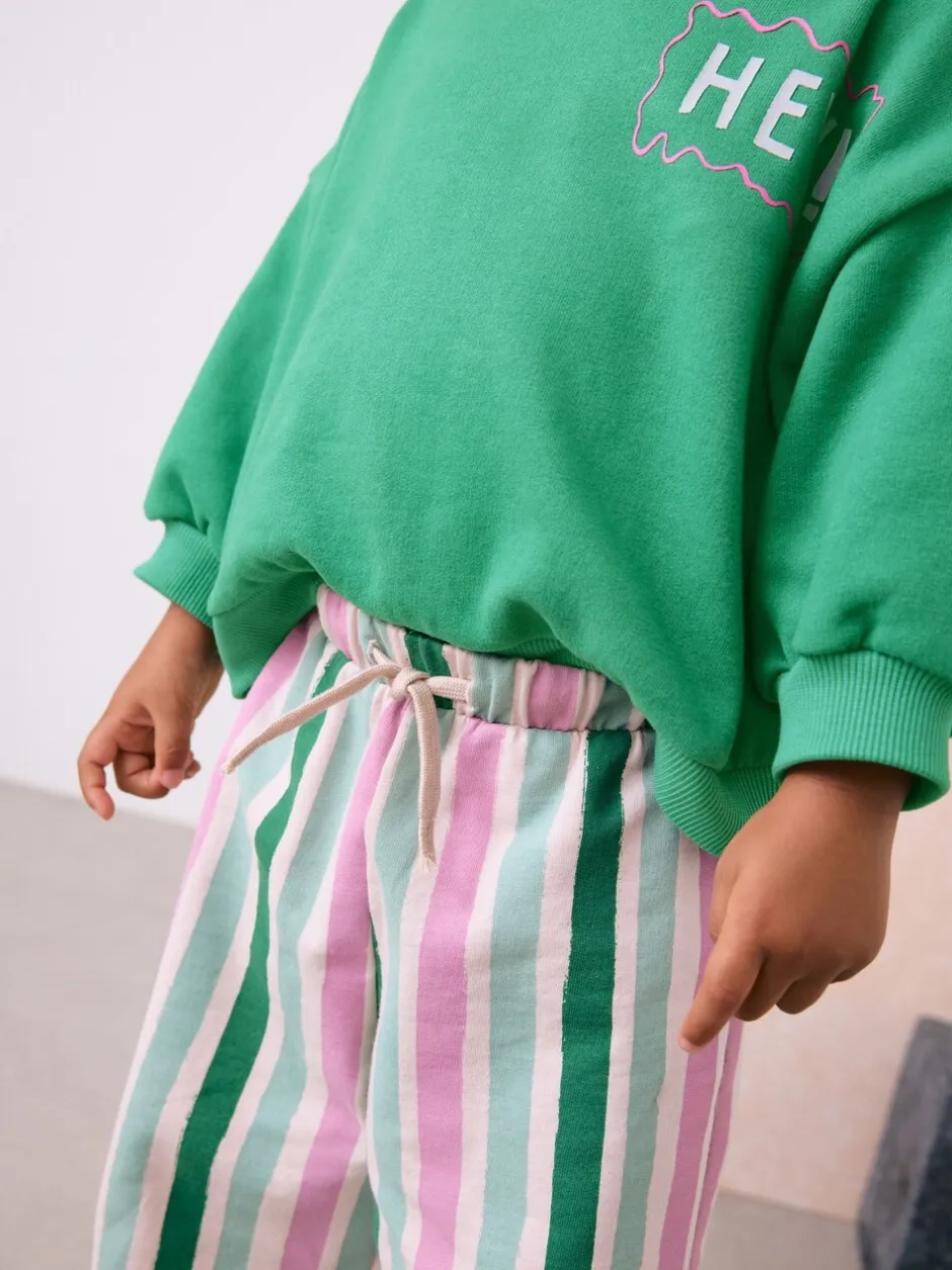 Sets En Combisets|Truien En Breisels|Next Groen Hey Hi - Set van sweatshirt en broek met wijde pijpen (3mnd -7jr)