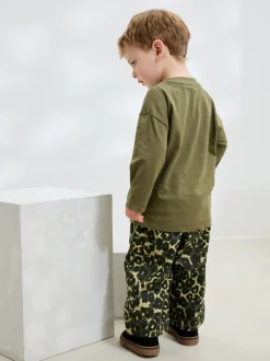 Broeken En Chino's|Next Groen luipaardprint - Wijde broek met elastische taille (3mnd-7jr)