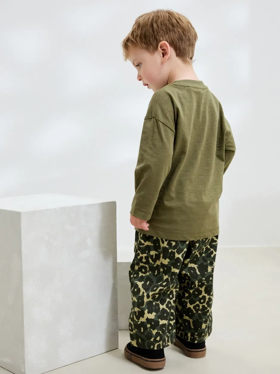 Broeken En Chino's|Next Groen luipaardprint - Wijde broek met elastische taille (3mnd-7jr)