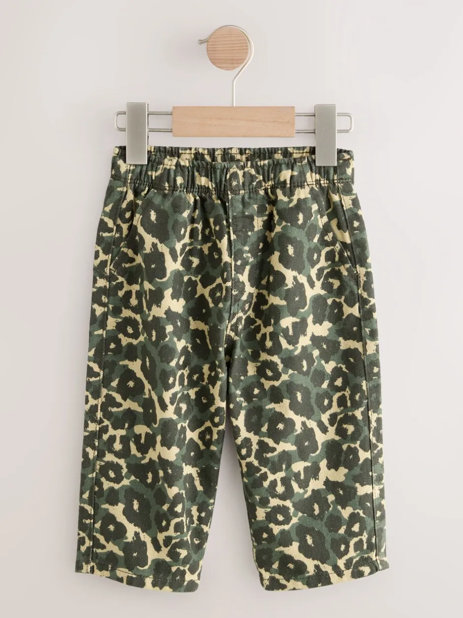 Broeken En Chino's|Next Groen luipaardprint - Wijde broek met elastische taille (3mnd-7jr)
