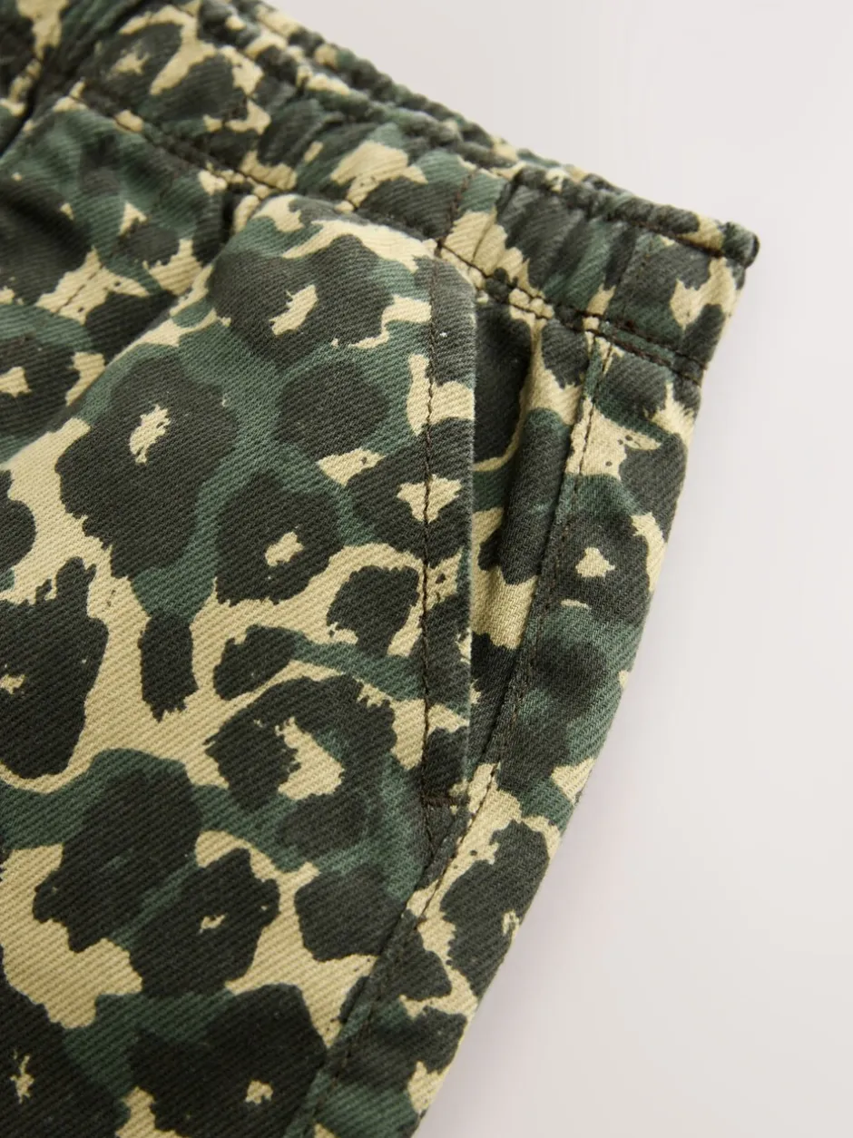 Broeken En Chino's|Next Groen luipaardprint - Wijde broek met elastische taille (3mnd-7jr)