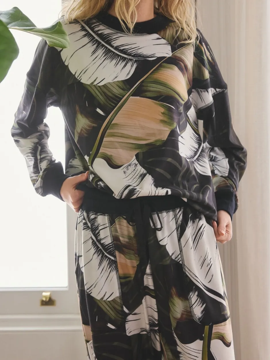 Pyjama's|Loungewear*Next Groen met bladerprint - Behaaglijke pyjama met lange mouwen