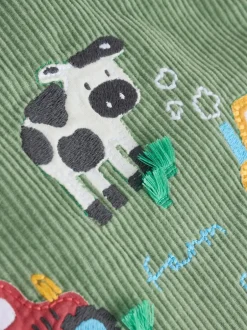 Rompertjes En Tuinbroeken*Next Groen met boerderijprint - Corduroy bretelbroeken en Bodysuit set (0mnd-2jr)