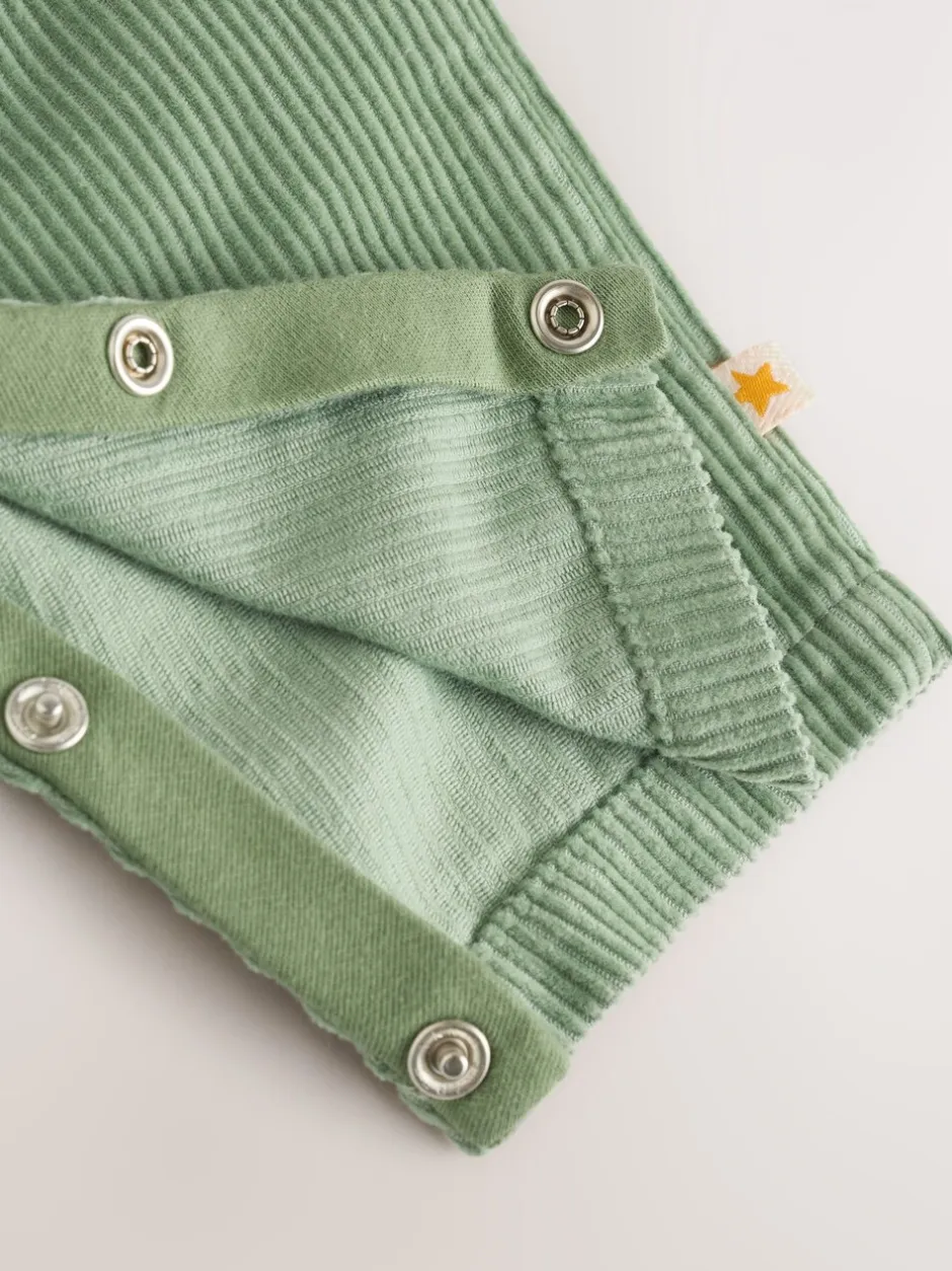 Rompertjes En Tuinbroeken*Next Groen met boerderijprint - Corduroy bretelbroeken en Bodysuit set (0mnd-2jr)