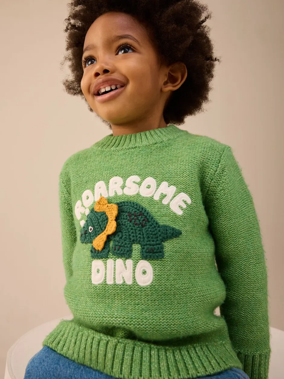Truien En Breisels|Next Groen met dinosaurussen - Gebreide trui (3mnd -7jr)