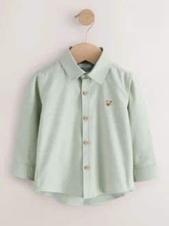 Shirts*Next Groen met figuurtjes - Oxford-overhemd met lange mouwen (3 mnd-7 jr)