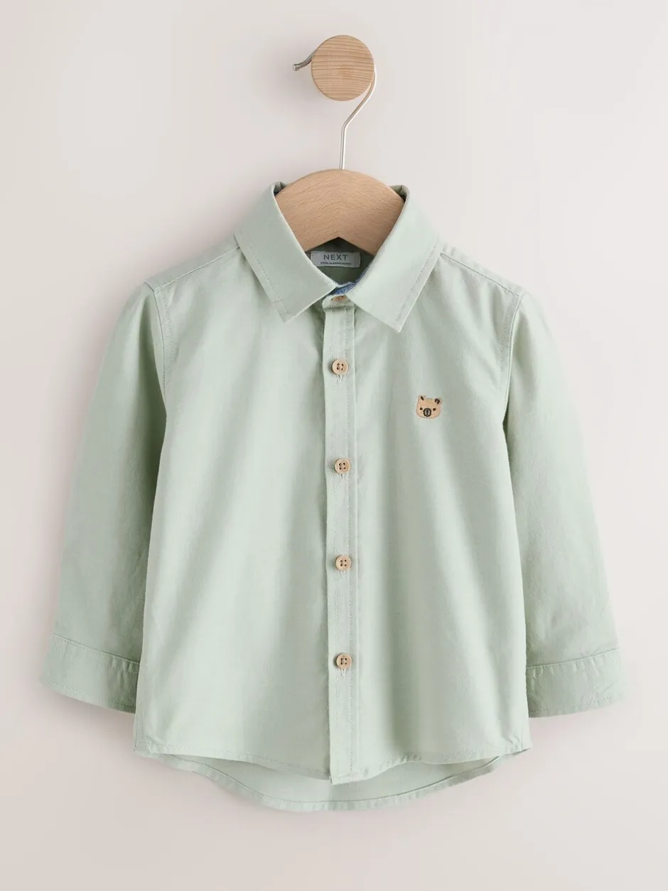 Shirts*Next Groen met figuurtjes - Oxford-overhemd met lange mouwen (3 mnd-7 jr)
