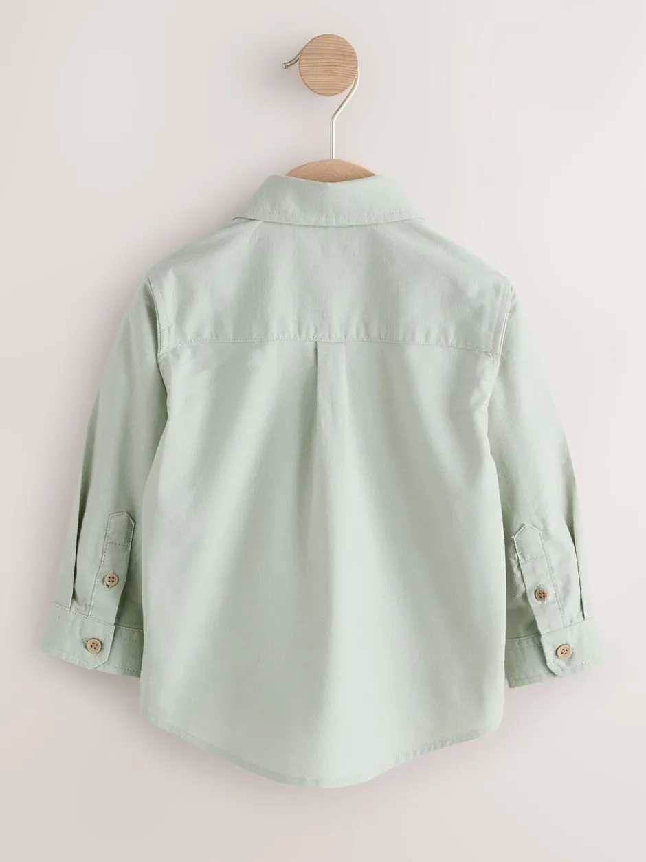 Shirts*Next Groen met figuurtjes - Oxford-overhemd met lange mouwen (3 mnd-7 jr)