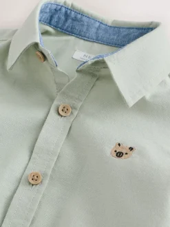 Shirts*Next Groen met figuurtjes - Oxford-overhemd met lange mouwen (3 mnd-7 jr)