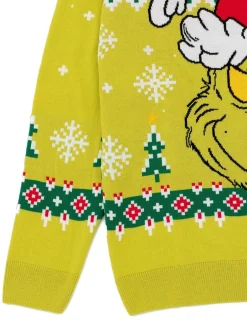 Gebreide Kleding*Vanilla Underground - - Gelicentieerde gebreide herenkersttrui Groen met kerst-Grinch