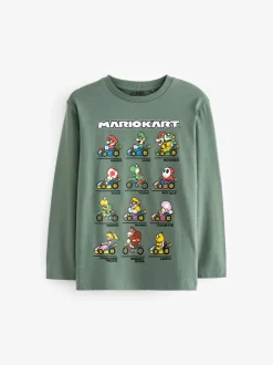 T-Shirts|Tops|Next - Gaming T-shirt met lange mouwen (3 - 16 jr) Groen met Mario Kart-print