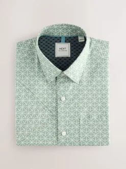 Shirts|Next - Strijkvrij Oxford-overhemd met korte mouwen Groen met palmboomprint