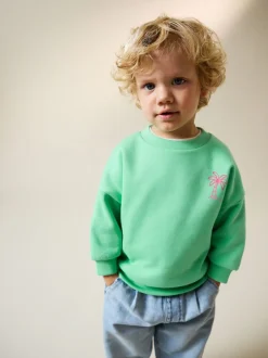 Truien En Breisels|Sweaters En Hoody´S*Next Groen met palmboomprint - Sweatshirt met ronde hals en all-over print (3 mnd - 7 jr)