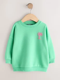 Truien En Breisels|Sweaters En Hoody´S*Next Groen met palmboomprint - Sweatshirt met ronde hals en all-over print (3 mnd - 7 jr)