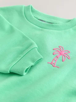 Truien En Breisels|Sweaters En Hoody´S*Next Groen met palmboomprint - Sweatshirt met ronde hals en all-over print (3 mnd - 7 jr)