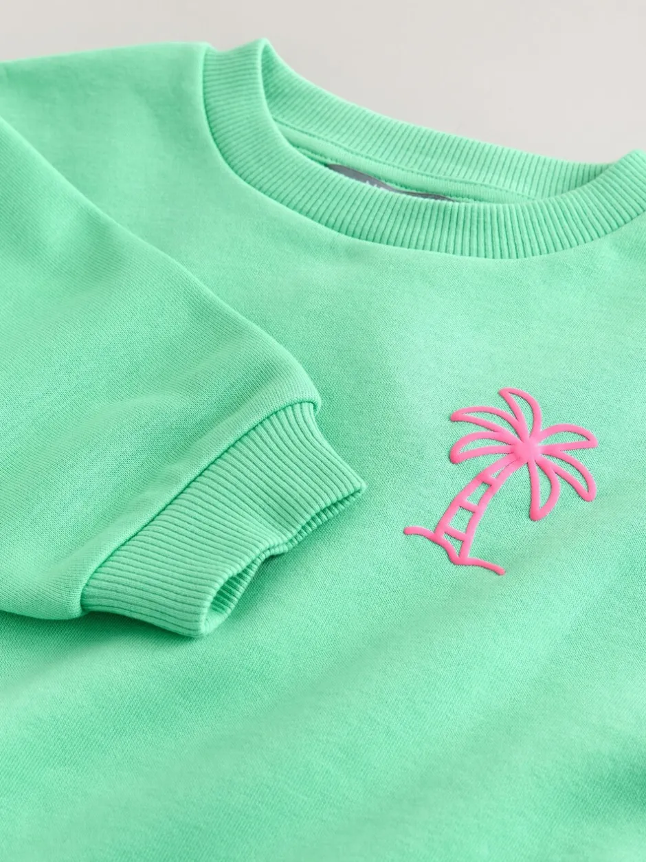 Truien En Breisels|Sweaters En Hoody´S*Next Groen met palmboomprint - Sweatshirt met ronde hals en all-over print (3 mnd - 7 jr)