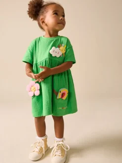 Jurken|Jurken|Next - Jersey Dress (3mths-7yrs) Groen met regenboog