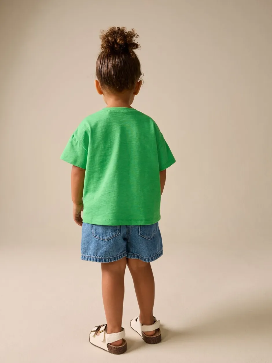 T-Shirts*Next - Short Sleeve Embroidered T-Shirt (3mths-7yrs) Groen met regenboog