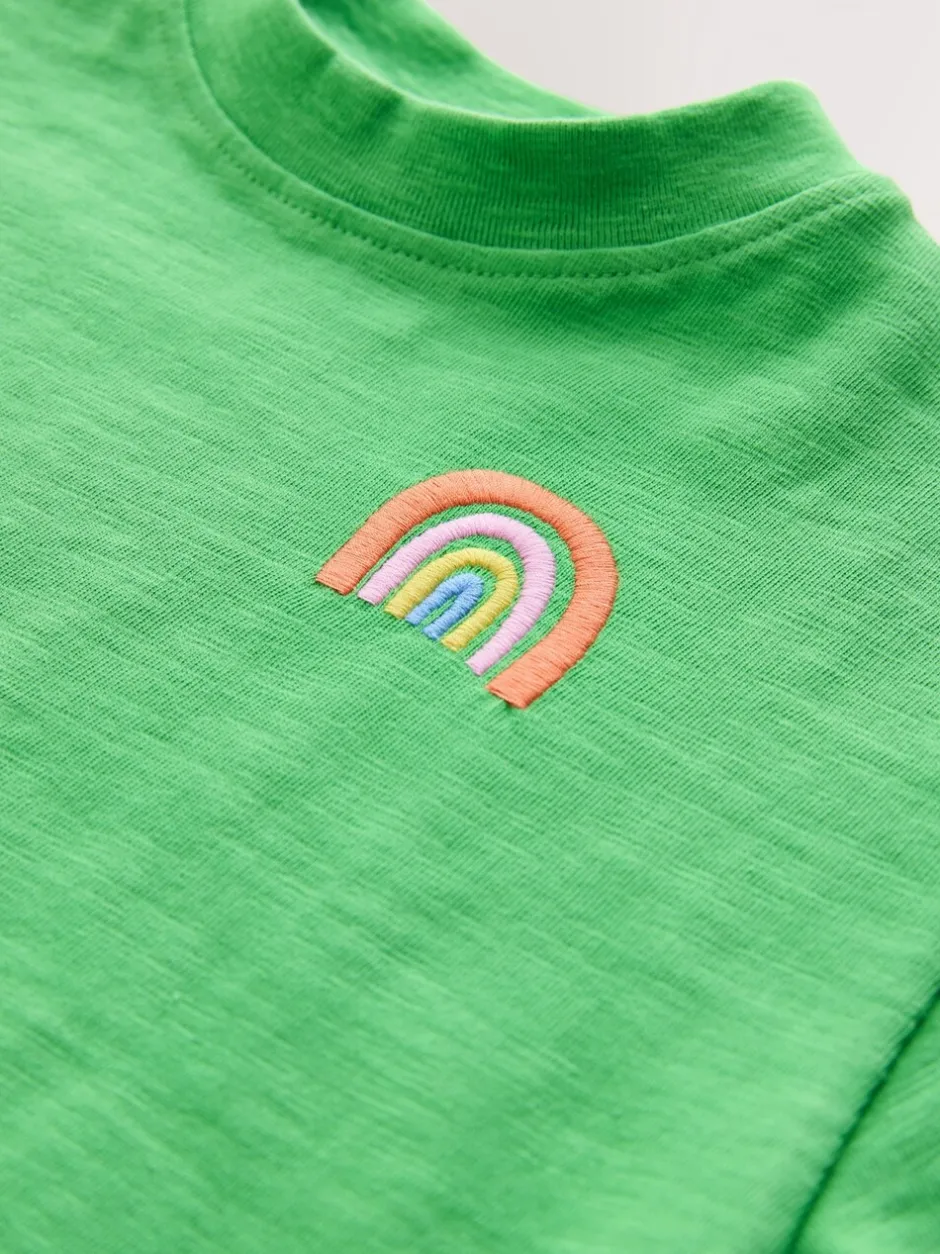 T-Shirts*Next - Short Sleeve Embroidered T-Shirt (3mths-7yrs) Groen met regenboog