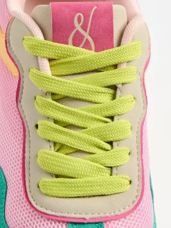 Sneakers|Love & Roses - - Retro comfortabele joggingsneakers van gemengd materiaal Groen Roze Multi