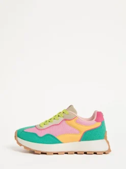 Sneakers|Love & Roses - - Retro comfortabele joggingsneakers van gemengd materiaal Groen Roze Multi