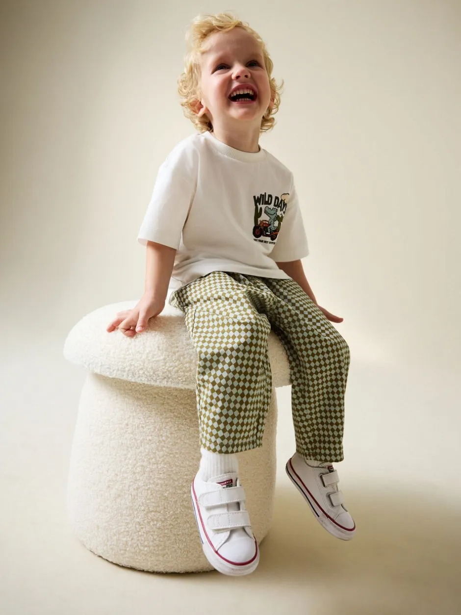 Broeken En Chino's|Next - Barrel pull-on broek (3mnd -7jr) (3mnd -7jr) Groen/blauw Mini Harlequin