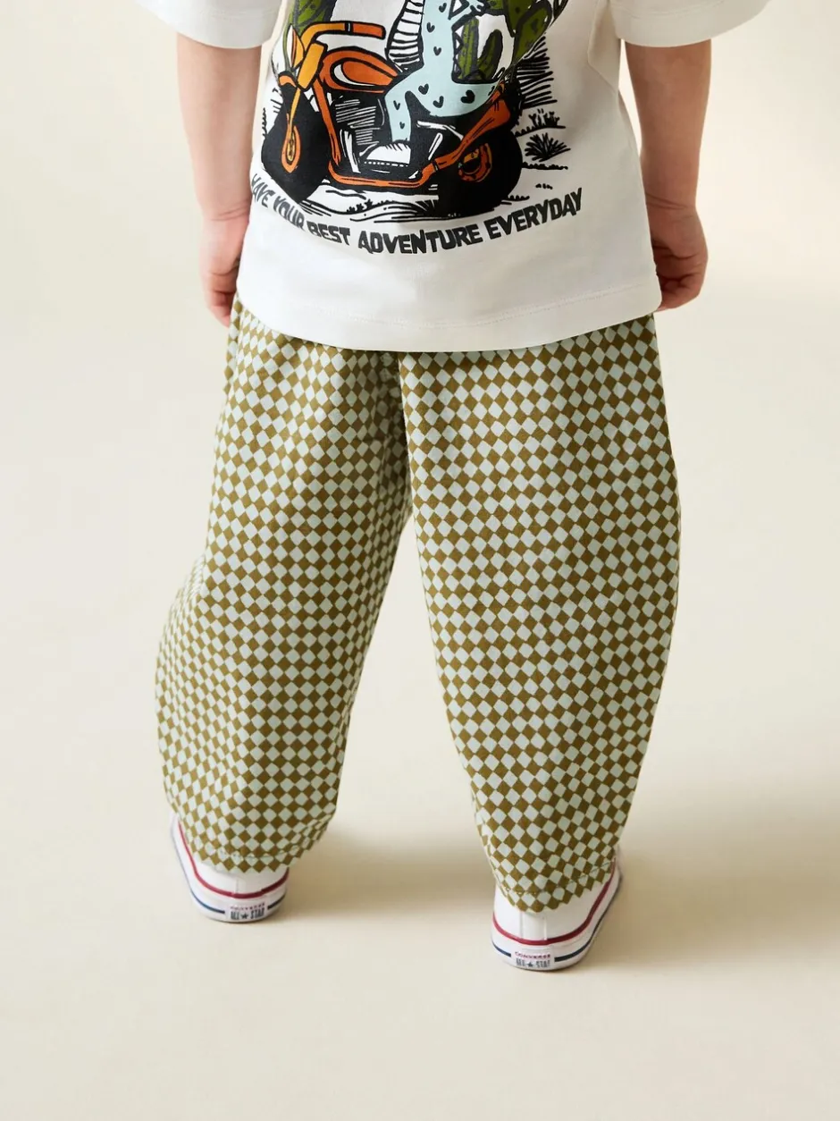 Broeken En Chino's|Next - Barrel pull-on broek (3mnd -7jr) (3mnd -7jr) Groen/blauw Mini Harlequin
