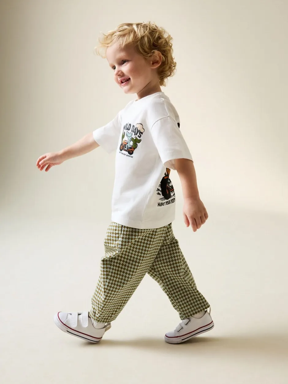 Broeken En Chino's|Next - Barrel pull-on broek (3mnd -7jr) (3mnd -7jr) Groen/blauw Mini Harlequin