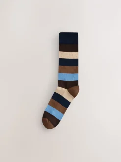 Sokken|Sokken*Next - Striped Cushioned Sole Comfort Socks 10 Pack Groen/blauw/grijs